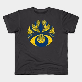 Navy Gold Abstract Motif Kids T-Shirt